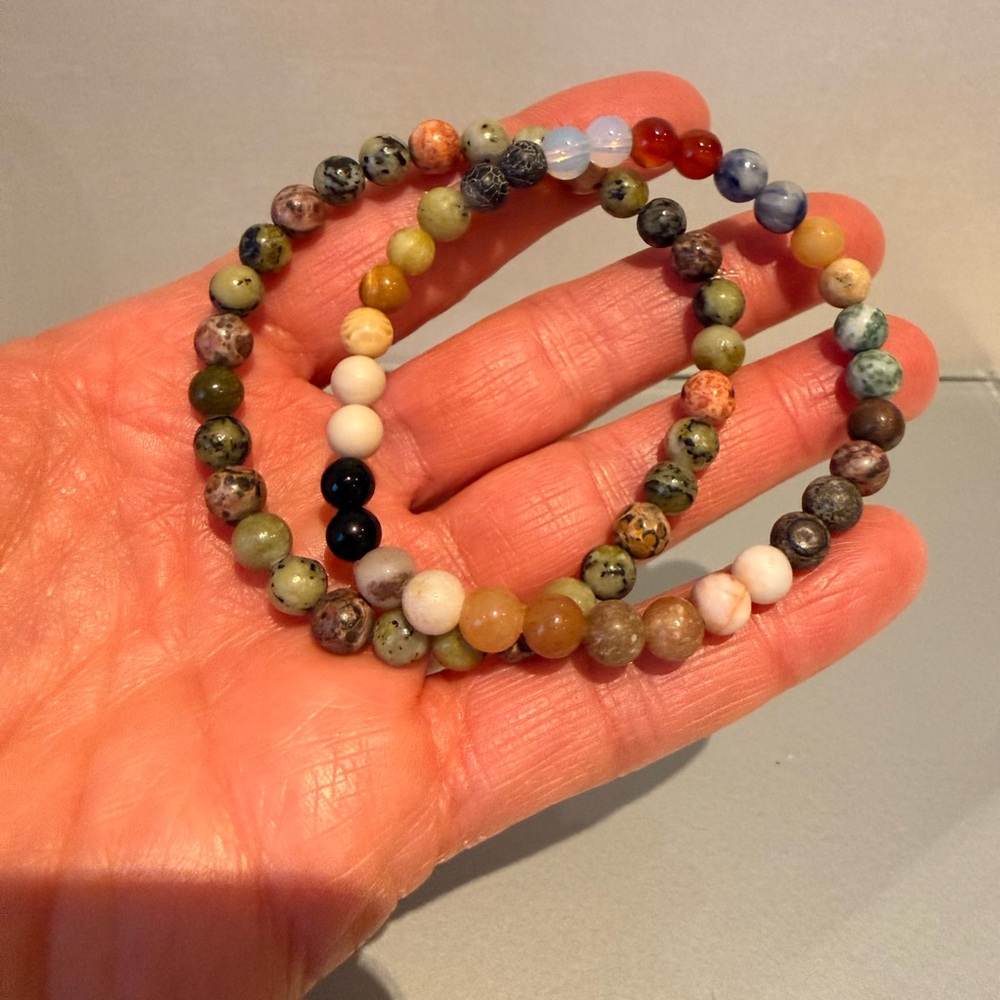 New Multicolor Stone Beaded Bracelet Set